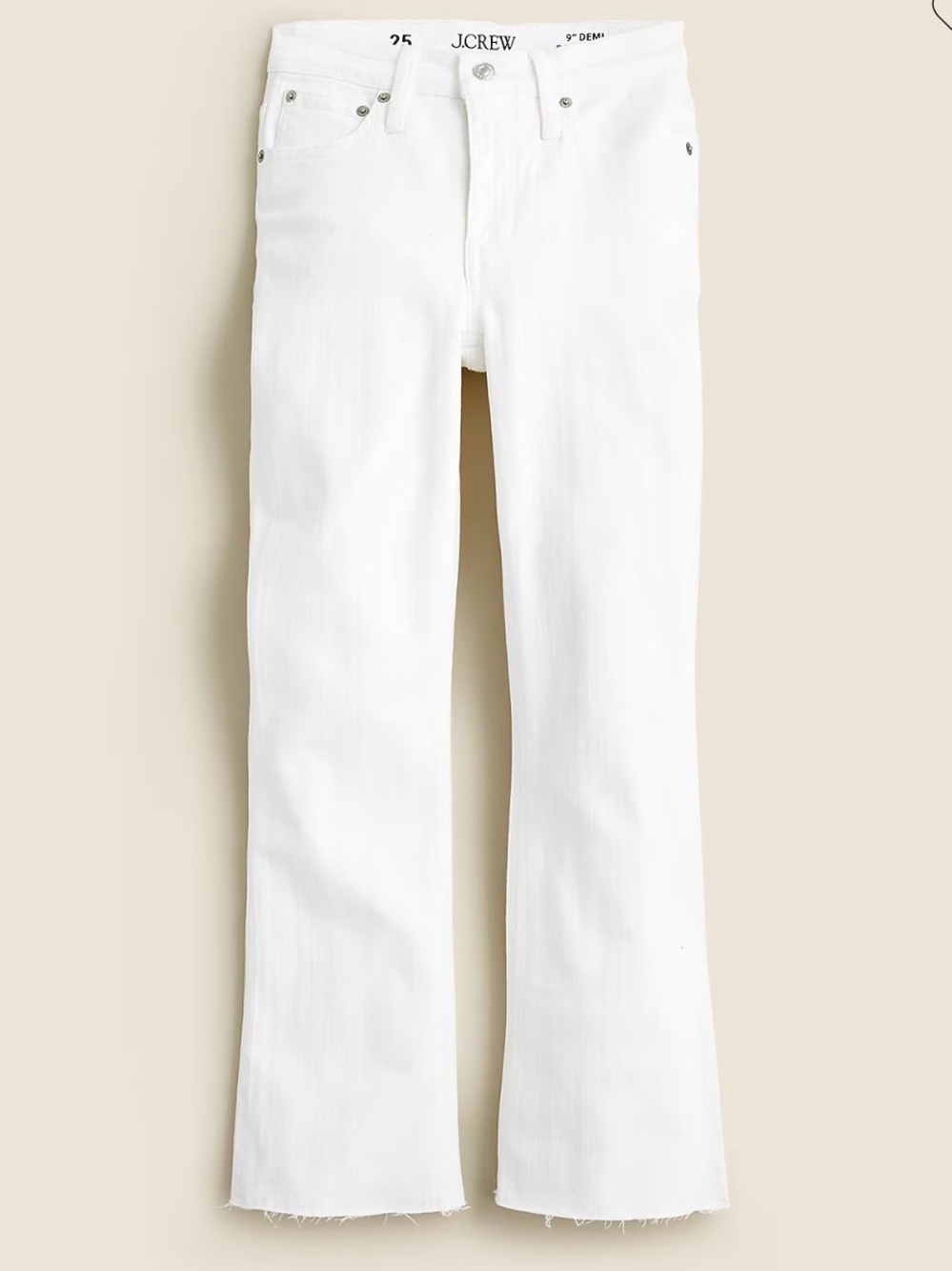 J. Crew 9" demi-boot crop jean in white wash